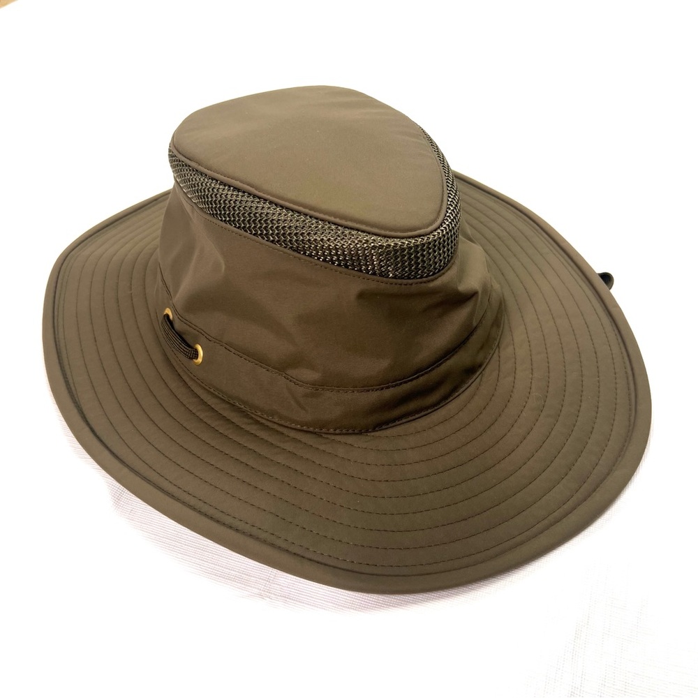 Tilley Airflo Hat Brow 7 3/4 XL Khaki Beige UV Sun Protection Vented String - Picture 5 of 8